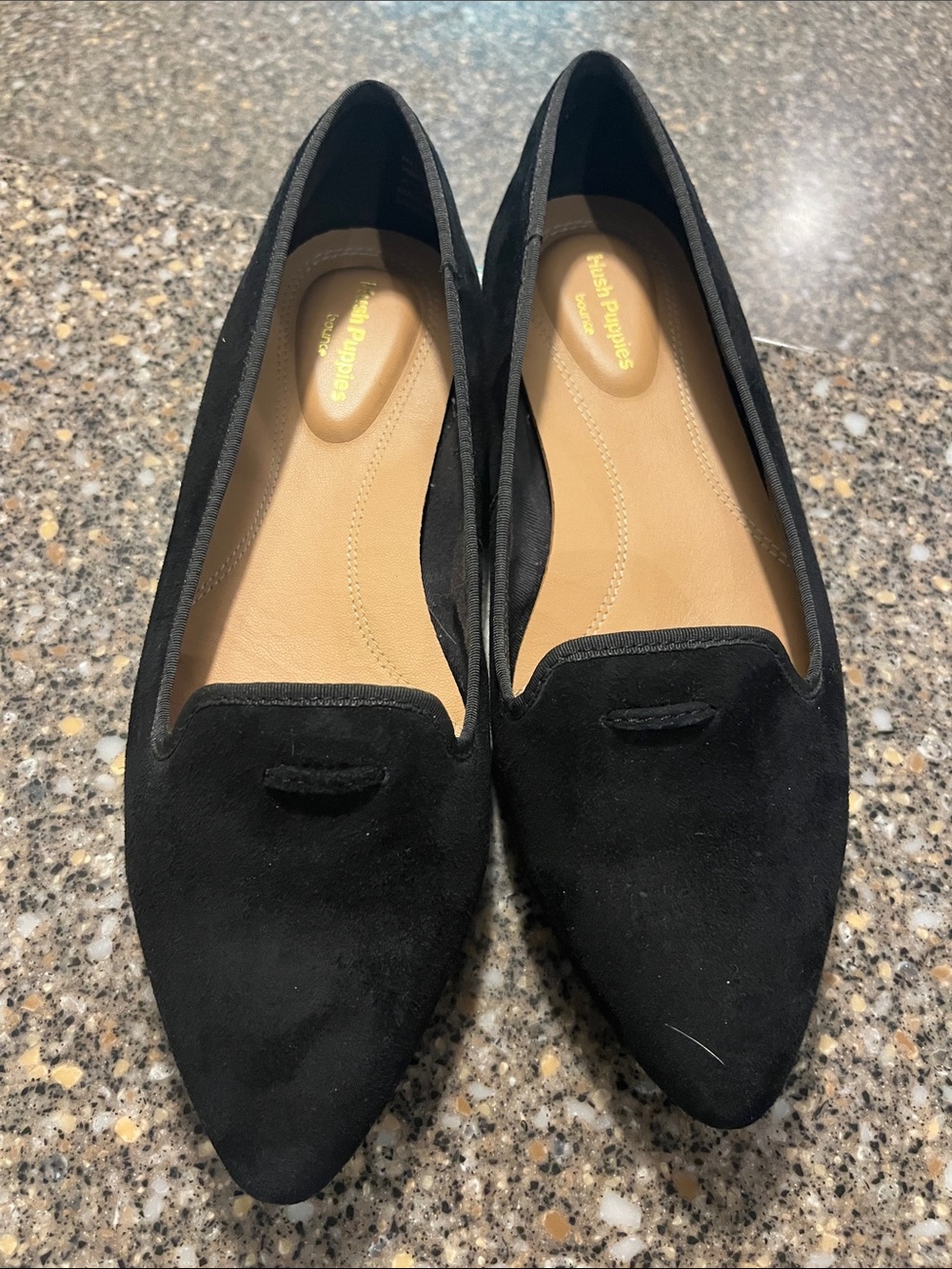 Hush Puppies Black Suede Pointed Loafer Flats size 6.5